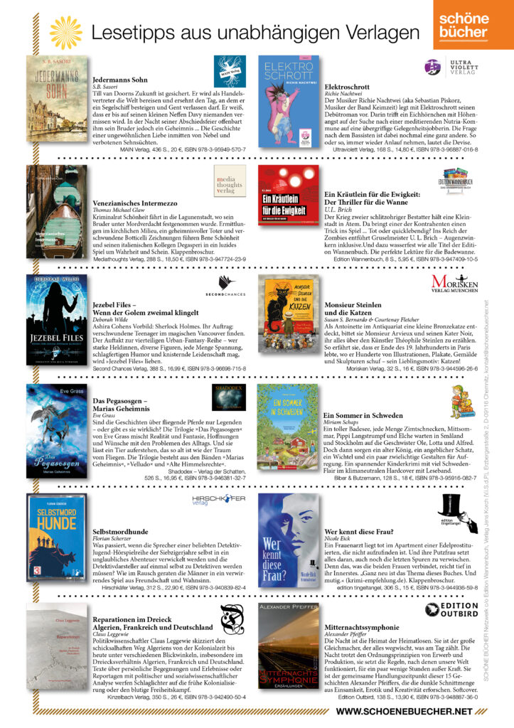 Buchreport Indie.publishing 2022, Schöne-Bücher-Lesetipps aus unabhängigen Verlagen